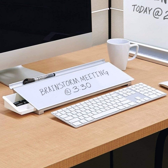 Quartet Glass Desktop Computer Pad, 18" x 6", Whiteboard, Dry Erase Surface - Picture 3 of 13